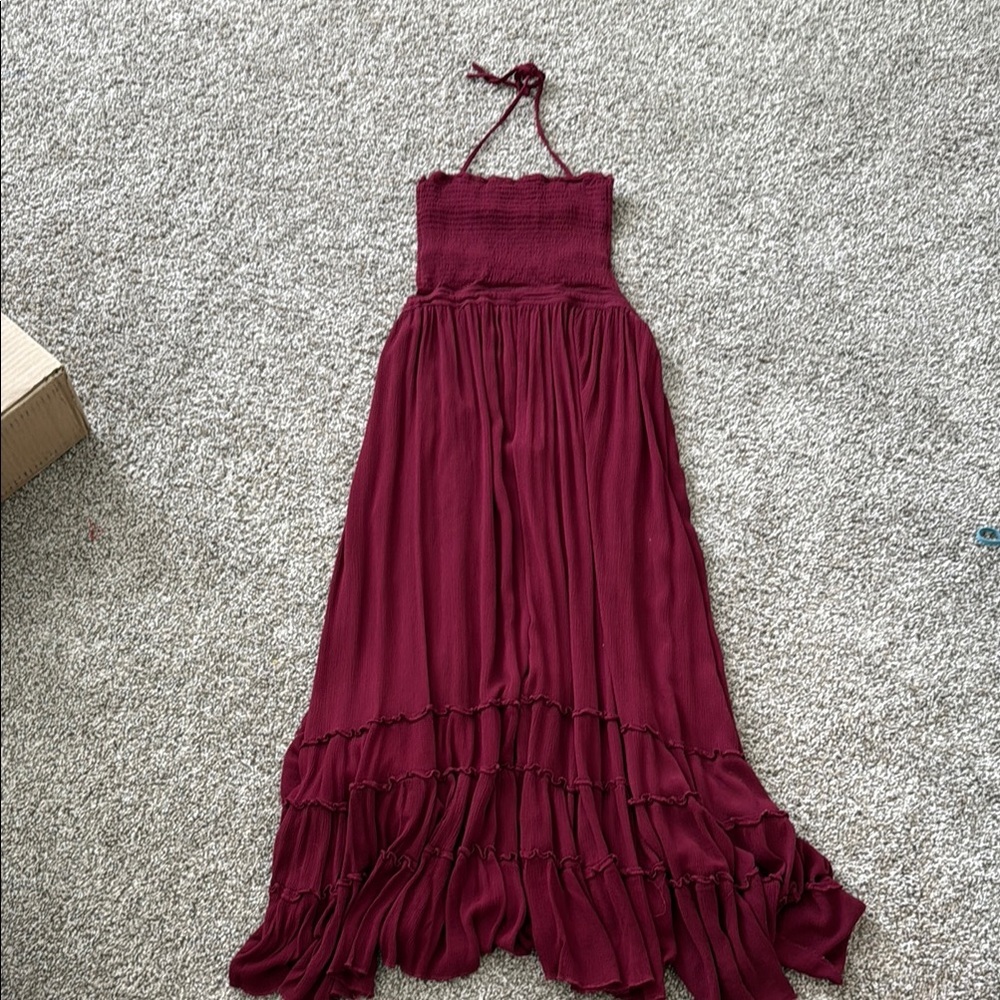 Elegant Burgundy Womens Summer Boho Sexy Backless Long Dresses​ - Picture 3 of 4